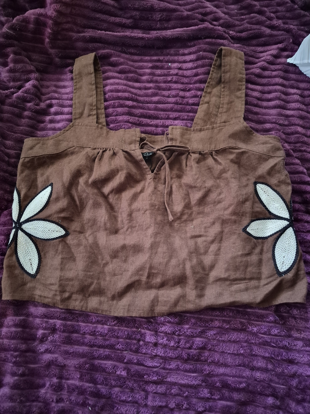 Rails Calais Linen Tank in Cocoa Floral Embroidery